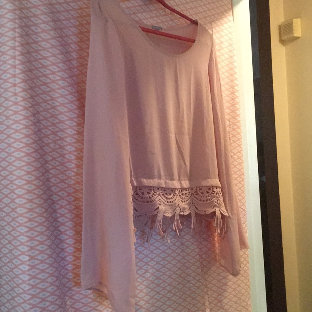 Brand new blush cropped blouse size L